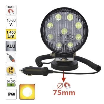 FAROL AUXILIAR LED, REDONDO, LUZ CONCENTRADA, BASE MAGNETICA - JBM